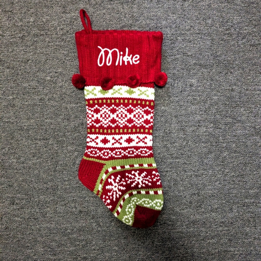 🌕 Personal Creations knit snowflake/argyle stocking